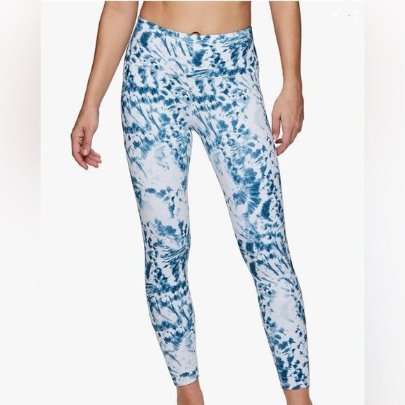 RBX high waist butter soft teal and white tie dye active leggings size large - Picture 4 of 9
